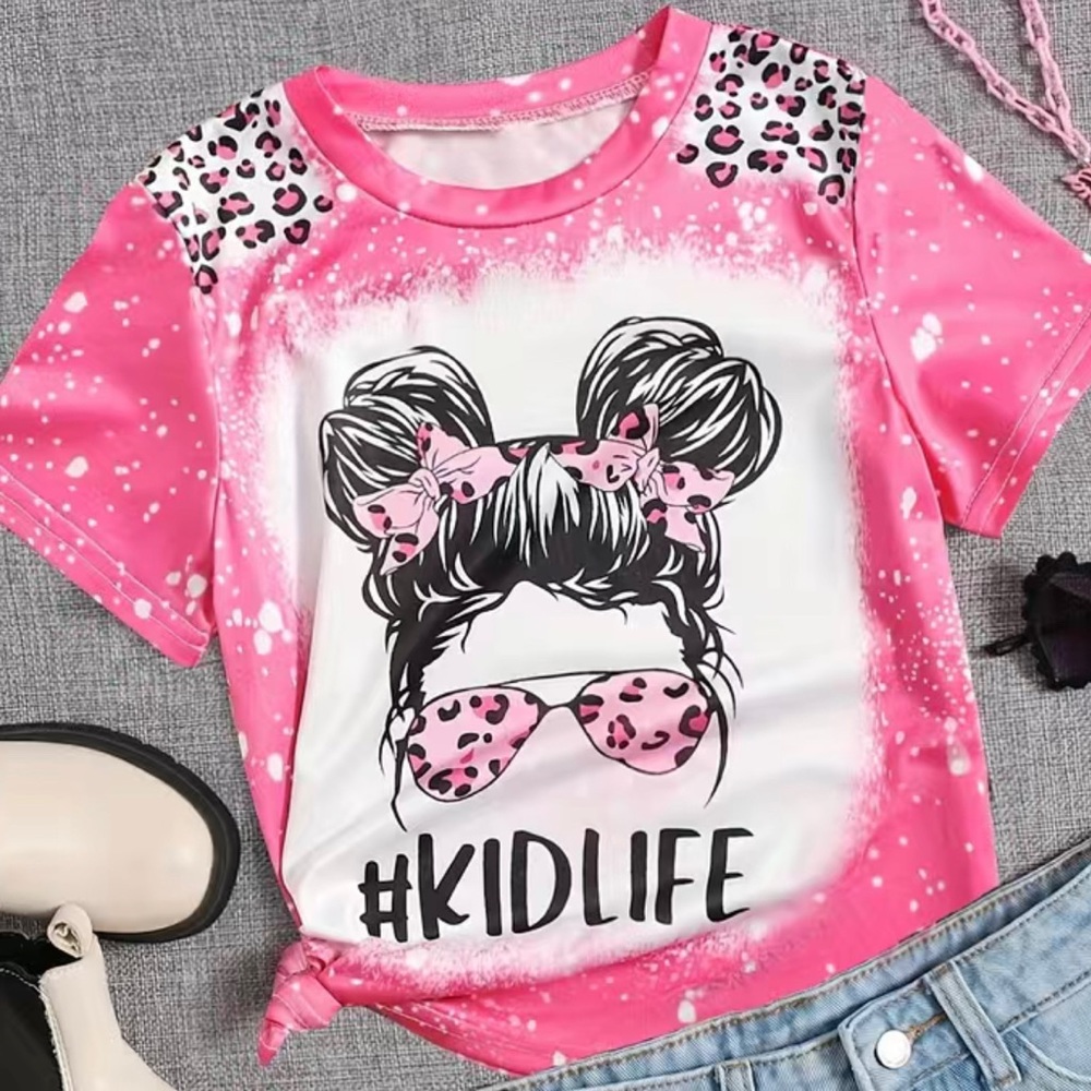 Girls kid life pink leopard shirt - Picture 1 of 1